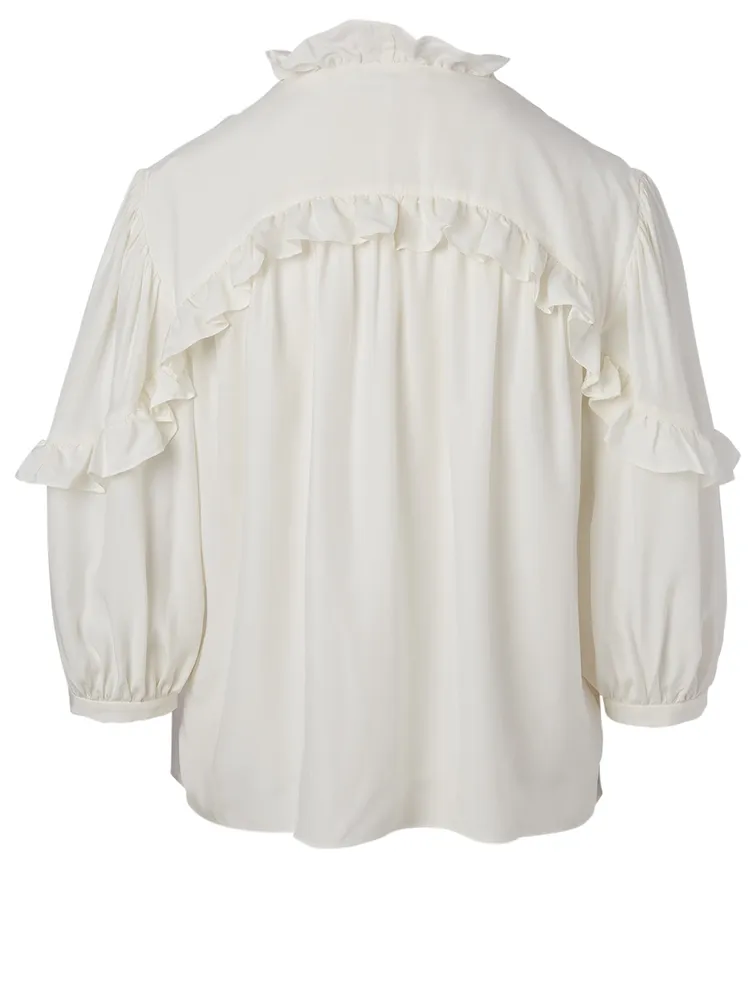 Cali Silk Ruffle Top