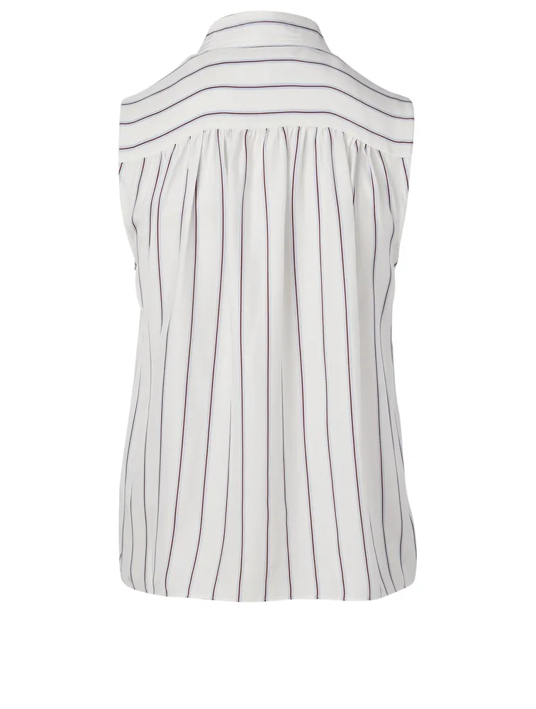 Cali Silk Sleeveless Top Striped Print