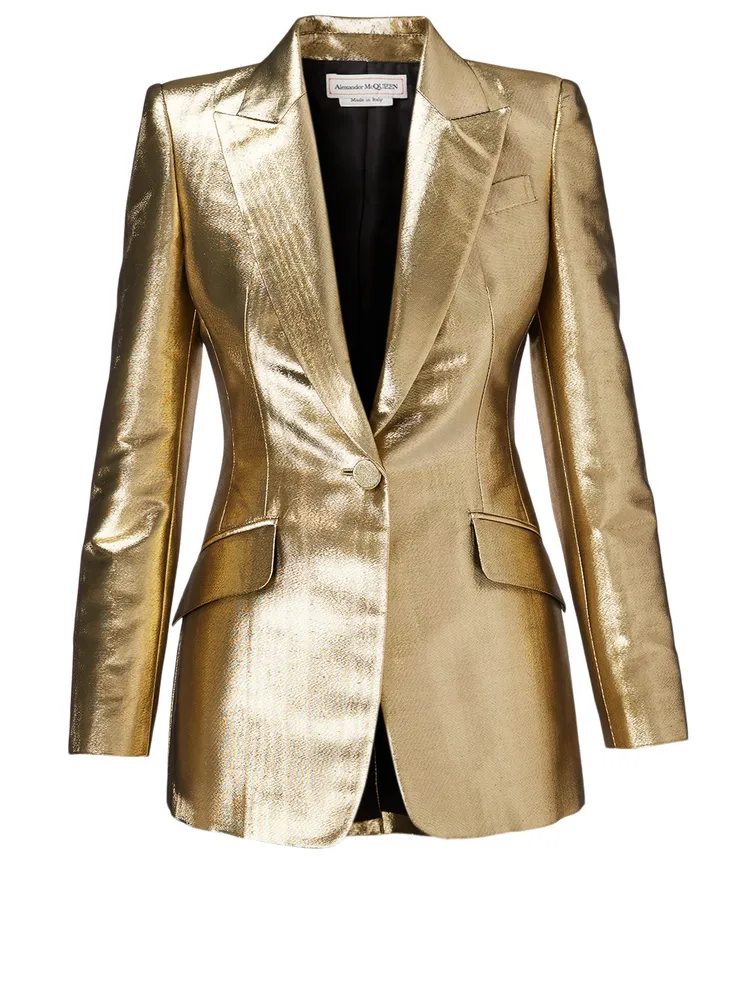 Metallic Moiré Cotton And Silk Blazer