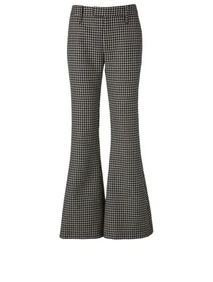 Wool Bootcut Pants Grid Print