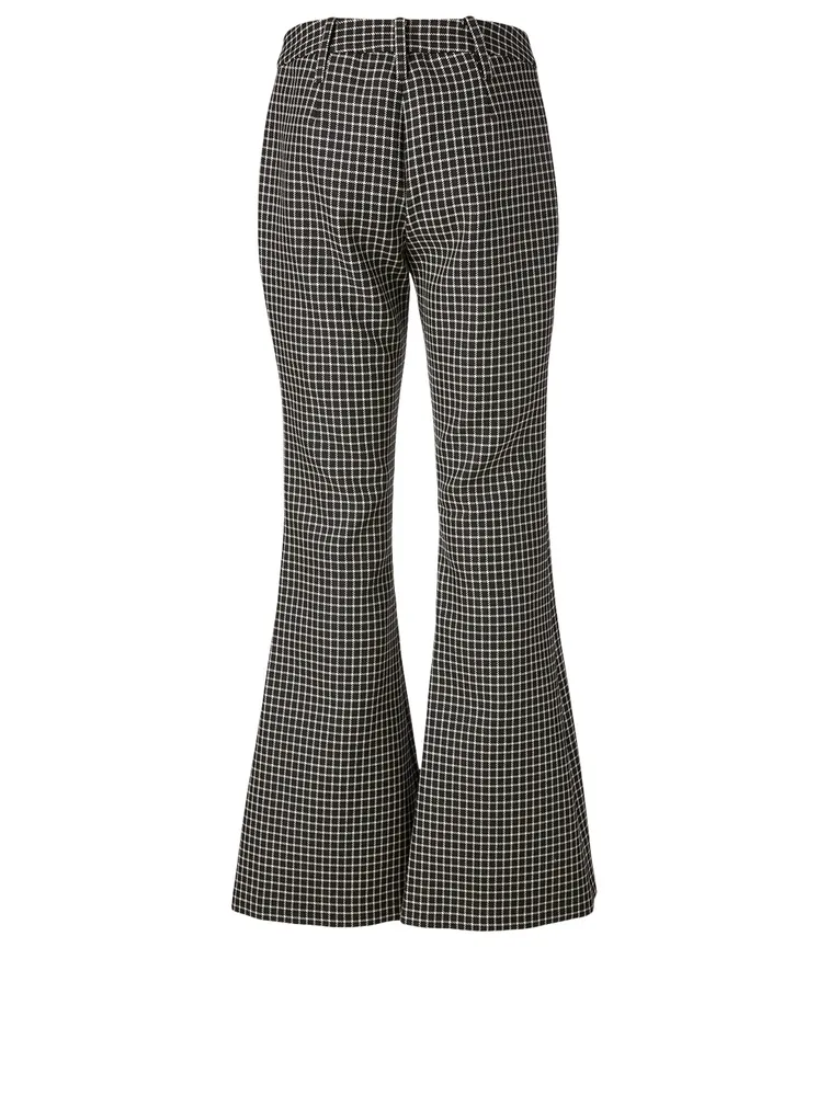 Wool Bootcut Pants Grid Print