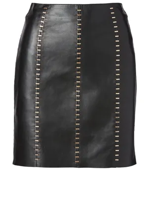 Leather Stapled Mini Skirt