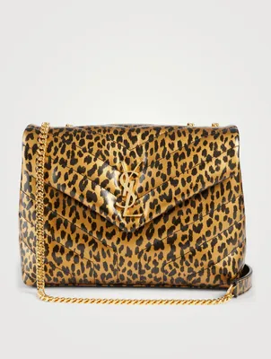 Small Loulou YSL Monogram Leather Chain Bag In Leopard Print