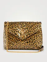 Small Loulou YSL Monogram Leather Chain Bag In Leopard Print