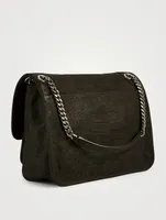 Medium Niki YSL Monogram Croc-Embossed Leather Satchel bag
