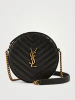 Vinyle YSL Monogram Round Leather Crossbody Bag