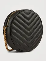 Vinyle YSL Monogram Round Leather Crossbody Bag