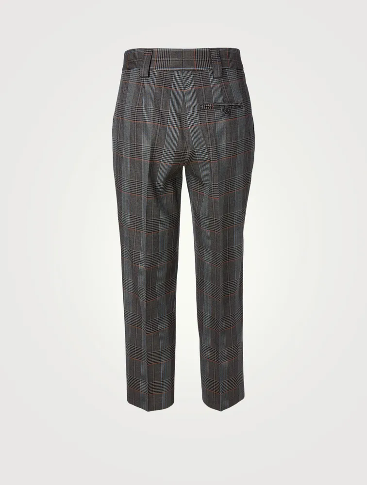 Wool-Blend Tapered Pants Check Print