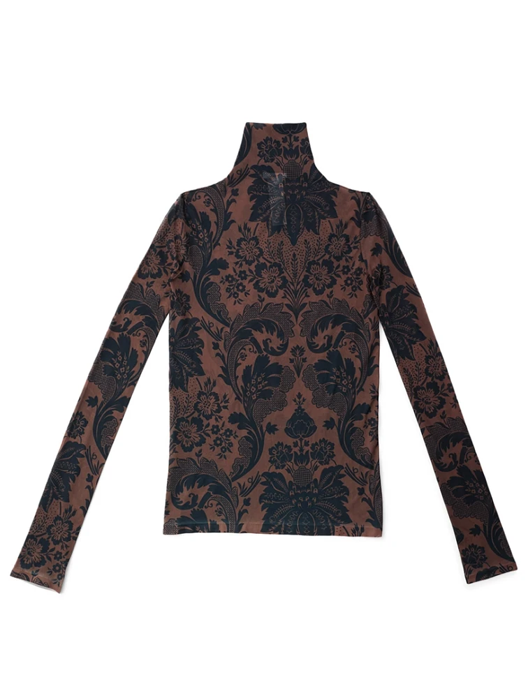 Semi-Sheer Stretch Top Floral Print