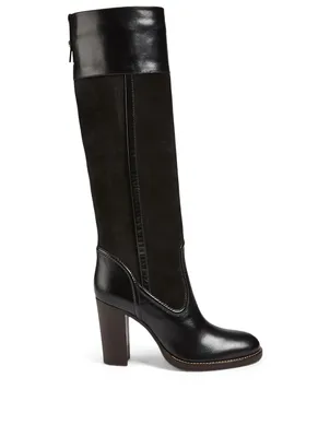 Emma Suede And Leather Heeled Knee-High Boots