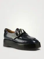 Croc-Embossed Leather Platform Loafers