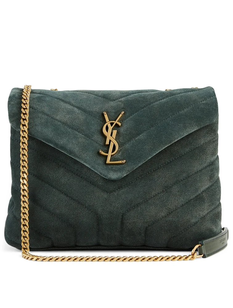 Small Loulou YSL Monogram Suede Chain Bag