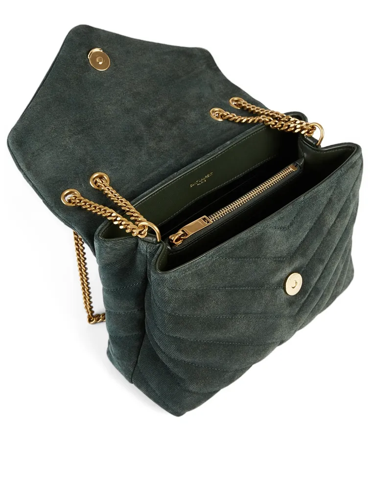 Small Loulou YSL Monogram Suede Chain Bag