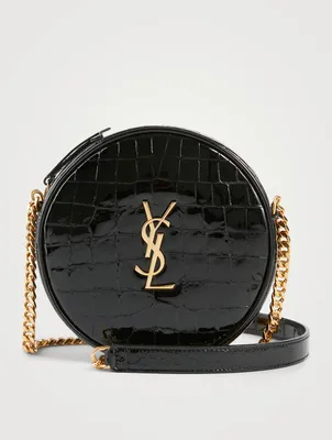Vinyle YSL Monogram Round Croc-Embossed Leather Camera Bag
