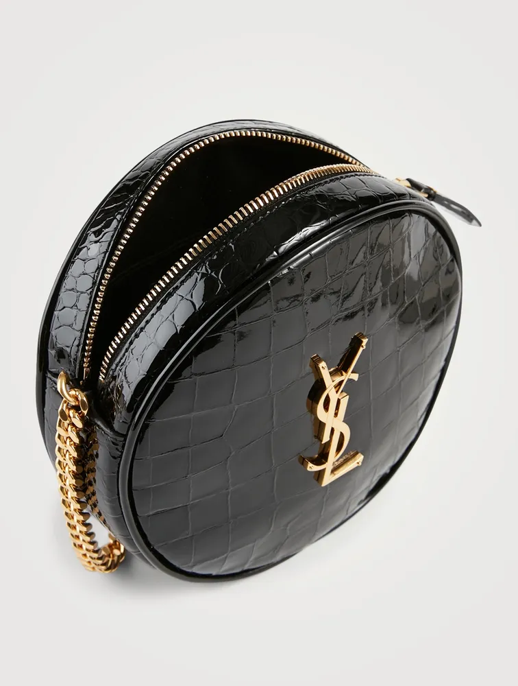 Vinyle YSL Monogram Round Croc-Embossed Leather Camera Bag