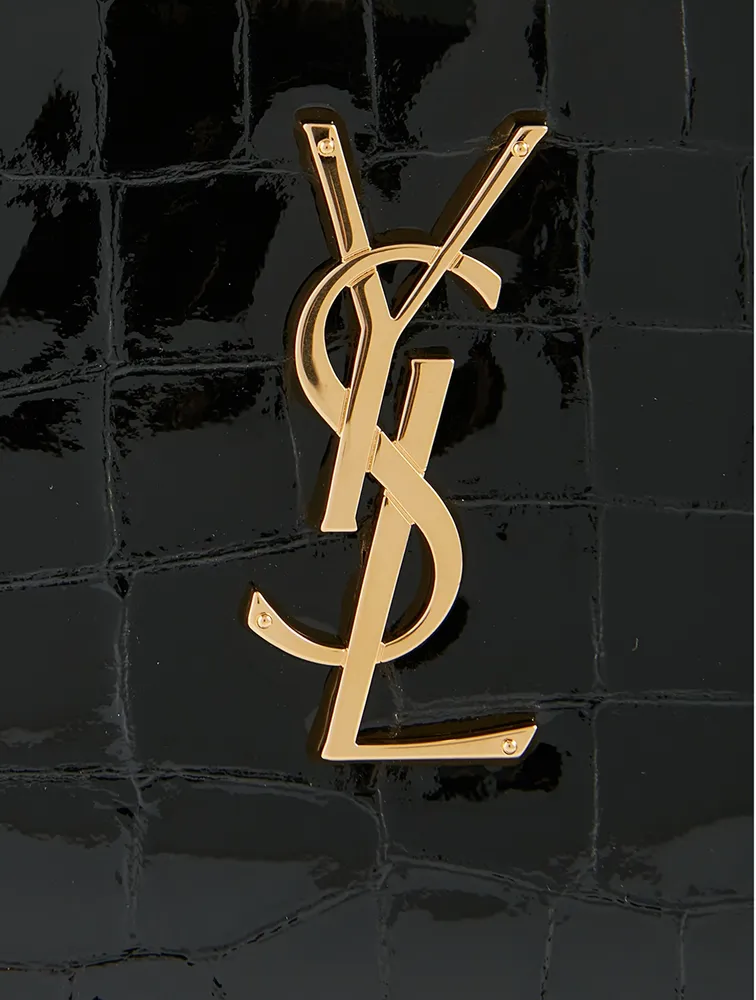 Vinyle YSL Monogram Round Croc-Embossed Leather Camera Bag