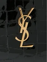 Vinyle YSL Monogram Round Croc-Embossed Leather Camera Bag