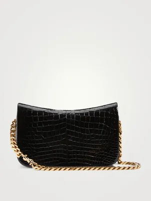 Elise YSL Monogram Croc-Embossed Leather Bag