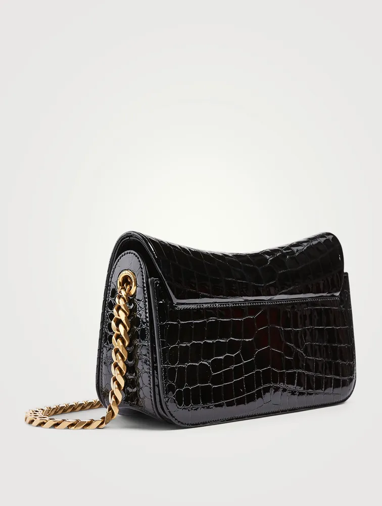 Elise YSL Monogram Croc-Embossed Leather Bag