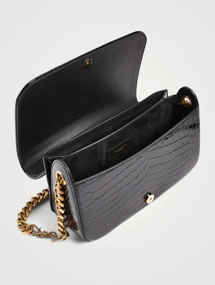 Elise YSL Monogram Croc-Embossed Leather Bag