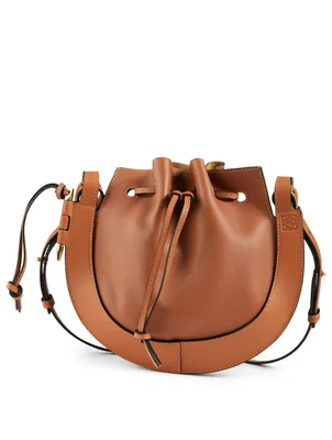 Small Horseshoe Leather Bucket Bag