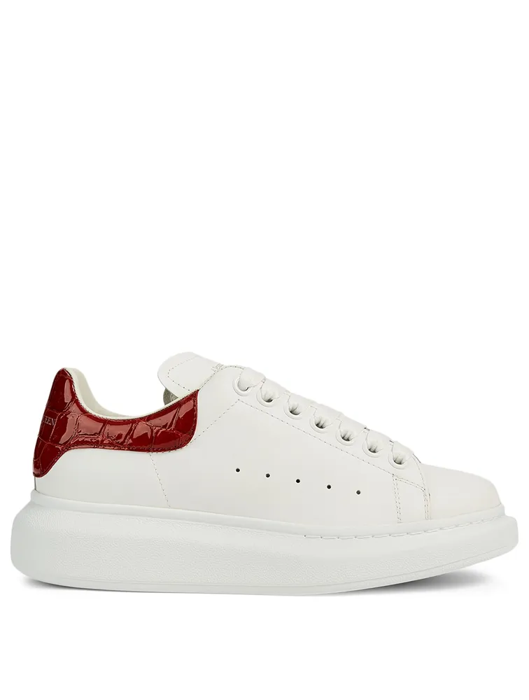 Oversized Leather Sneakers With Croc-Embossed Patch