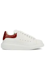 Oversized Leather Sneakers With Croc-Embossed Patch