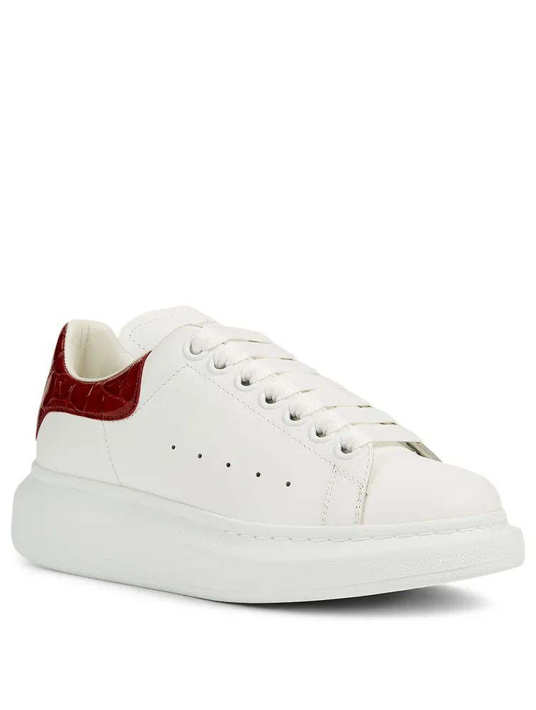 Oversized Leather Sneakers With Croc-Embossed Patch