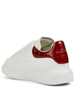 Oversized Leather Sneakers With Croc-Embossed Patch