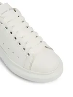 Oversized Leather Sneakers With Croc-Embossed Patch