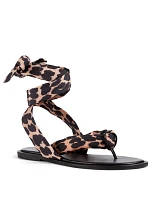 Recycled Tech Fabric Thong Sandals Leopard Print