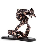 Recycled Tech Fabric Thong Sandals Leopard Print
