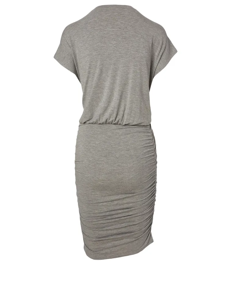 Shirred Mini T-Shirt Dress