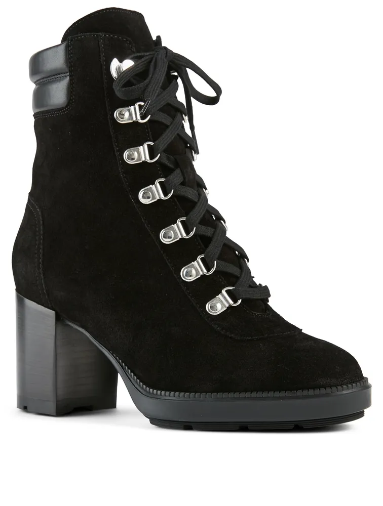 Iriana Suede Heeled Lace-Up Ankle Boots