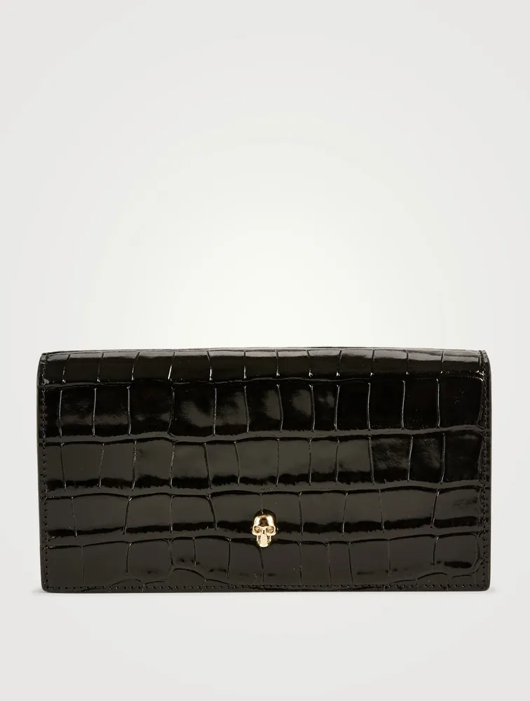 Croc-Embossed Leather Continental Wallet