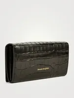 Croc-Embossed Leather Continental Wallet
