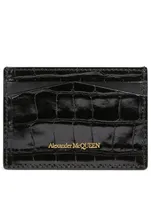 Croc-Embossed Leather Card Holder