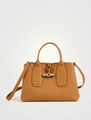 Medium Roseau Leather Top Handle Bag