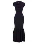 Wool-Blend Sleeveless Midi Dress