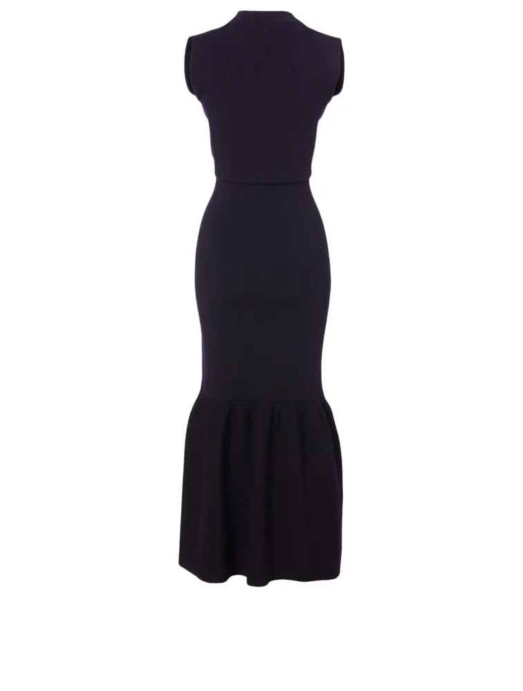 Wool-Blend Sleeveless Midi Dress