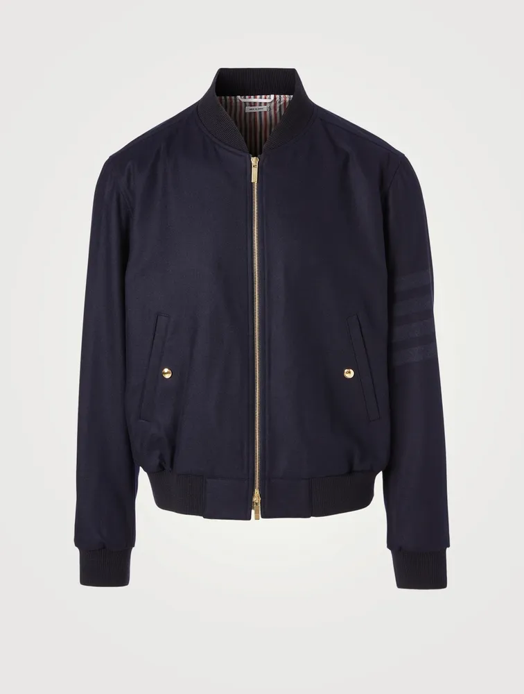 Wool And Cashmere Flannel Blouson Jacket With Four-Bar
