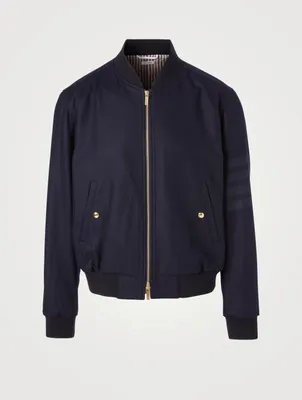 Wool And Cashmere Flannel Blouson Jacket With Four-Bar