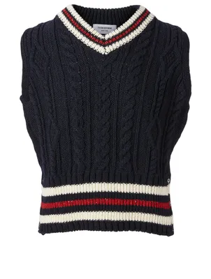 Wool And Mohair Aran Cable Sweater Vest