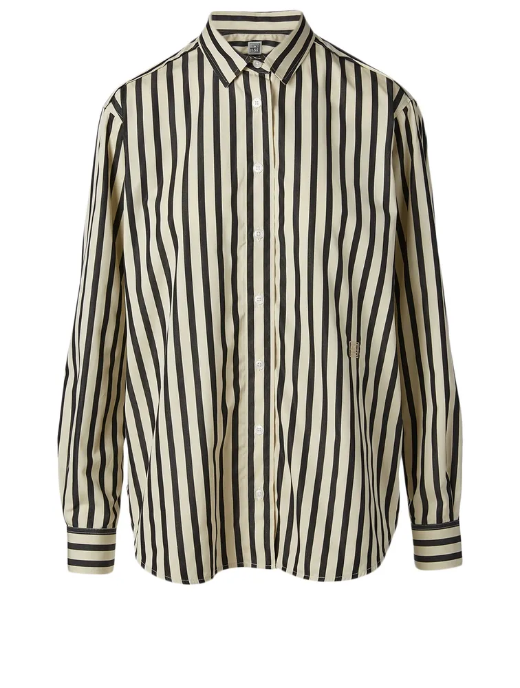 Capri Cotton Oversized Shirt Striped Print