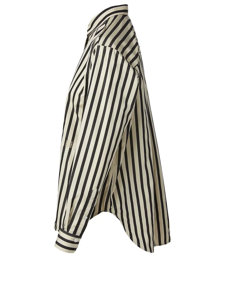 Capri Cotton Oversized Shirt Striped Print