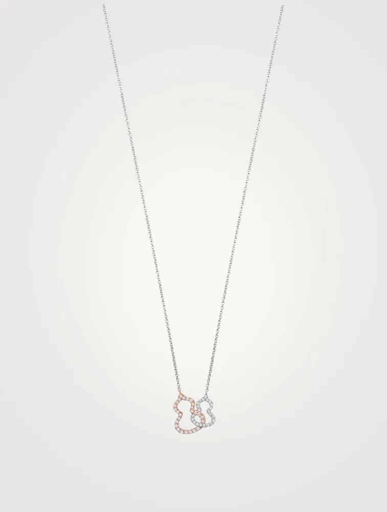 Petite Wulu 18K White And Rose Gold Necklace With Diamonds