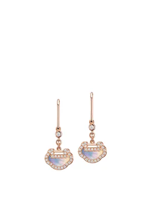 Petite Yu Yi 18K Rose Gold Earrings With Diamonds And Mother-Of-Pearl