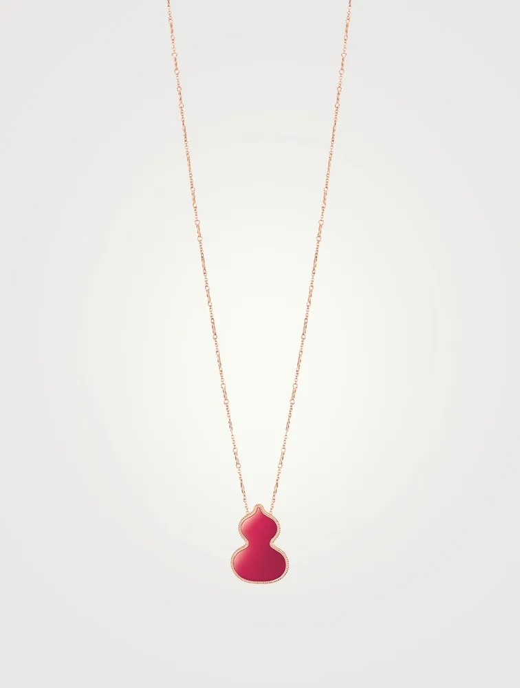 Wulu 18K Rose Gold Necklace With Red Agate