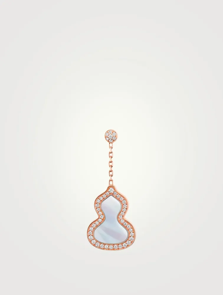 Small Wulu 18K Rose Gold Earring With Diamonds And Mother-Of-Pearl