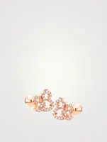 Double Wulu 18K Rose Gold Ear Stud Earrings With Diamonds